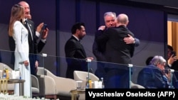 VI Дүйнөлүк көчмөндөр оюндарынын ачылыш салтанатындагы лидерлер. “Бишкек Арена” стадиону, 31-август, 2026-жыл