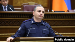 Armenia - Artur Poghosian, the head of the Investigative Committee, speaks in parliament, May 12, 2025.