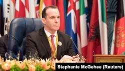 U.S. envoy to the coalition against Islamic State Brett McGurk attends a conference in Bayan, Kuwait, in February.