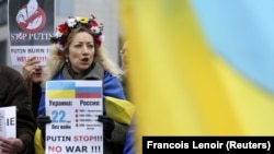 Акція в Бельгії проти агресії Росії щодо України. Брюссель, 17 березня 2014 року