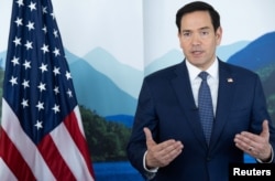 Secretarul de stat al SUA, Marco Rubio, vorbește cu jurnaliștii în marja întrunirii statelor G7 din Quebec, Canada, la 14 martie.