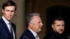 UKRAINE -- Ukraine's President Volodymyr Zelenskiy with Jared Kushner and U.S. Special Envoy Steve Witkoff. Kyiv, Ukraine September 6, 2026