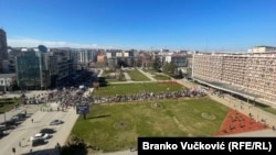 Protest je završen na platou ispred Skupštine grada Kragujevca, 7. mart 2025.