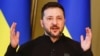 Ukrainian President Volodymyr Zelenskyy talks to reporters in Kyiv on March 12. 