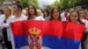 Протестен митинг пред кметството в град Звечан, Северно Косово, 31 май 2023 г. 