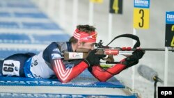 The biathlon combines cross-country skiing and rifle shooting.