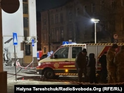 This image shows the aftermath of explosions in Lviv on February 22.