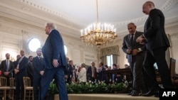 ԱՄՆ-ի, Հայաստանի ու Ադրբեջանի ղեկավարները վաշինգտոնյան պայմանագրերը ստորագրելուց հետո, Վաշինգտոն, ԱՄՆ, օգոստոսի 8, 2025թ.