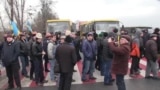 Ukrainian Miners Block Road