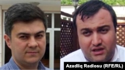 Freedom House says the Azerbaijani government "should end its campaign of innuendo and threats against" lawyers Fariz Namazli (left) and Elcin Sadiqov.