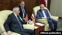 Iran -- Iranian Energy Minister Reza Ardakanian (R) meets with Armenia's Deputy Prime Minister Mher Grigorian, Tehran, July 2, 2019.