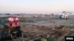 Photo shows the scene on the Ukranian plane crash near Tehran, on January 8, 2020.