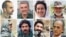 Seven Iranian environmental activists who have been jailed since early 2018, and Kavous Seyed Emami who allegedly committed suicide in Jail (bottom R).