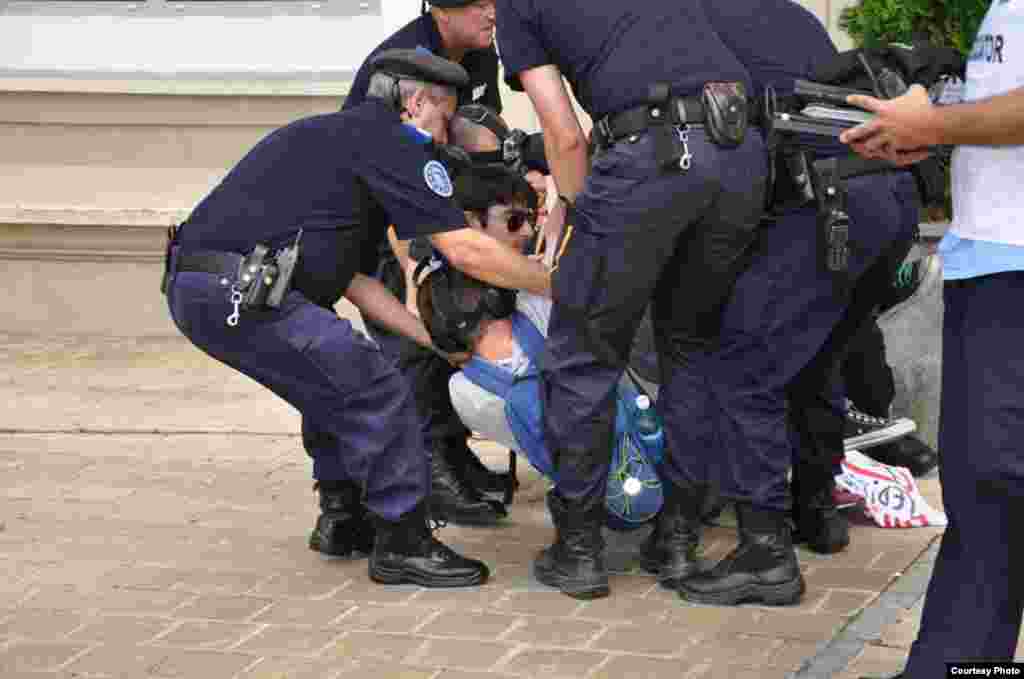 Romania, protest against new surveillance legislation to be adopted in Romania in front of the Romanian Intelligence Service HQ in Bucharest