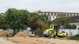 Planșeul Unirii, Bucharest, Romania. Workers are preparing the first construction works on the Unirii Square Unirii Floor