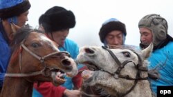 Кыргызстанда той-аштарда көк бөрү оюнун уюштуруп берүү салтка айланган. Сүрөттүн окуяга тиешеси жок. 