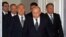Russia's Putin (center) welcomes Central Asian leaders to St. Petersburg in January. Karimov is third from the left.