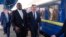 Secretarul de stat al SUA Antony Blinken (dreapta) și ministrul britanic de externe David Lammy (stânga) au ajuns în gara din Kiev, Ucraina, miercuri, 11 septembrie 2024.