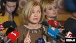 Представниця України в гуманітарній підгрупі Тристоронньої контактної групи з урегулювання конфлікту на Донбасі Ірина Геращенко