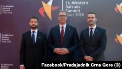 Predsjednik Srbije Aleksandar Vučić sa premijerom Crne Gore Milojkom Spajićem i predsjednikom Jakovom Milatovićem