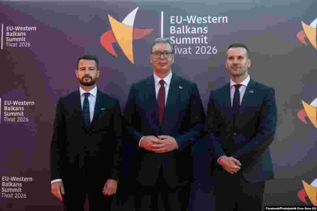 Predsjednik Crne Gore Jakov Milatović i premijer Milojko Spajić sa predsjednikom Srbije Aleksandrom Vučićem
