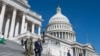 House Minority Leader Hakeem Jeffries (D-NY) and House Minority Whip Katherine Clark (D-MA) arrive at a press conference on Capitol Hill in Washington on September 16.