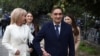 Alexandr Stoianoglo walks with his family in Chisinau on October 20.