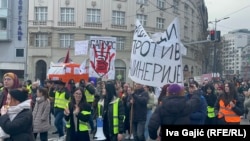 Studenti i penzioneri zajedno na protestu, Beograd, 5. februar 2025.