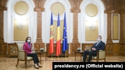 Președinții Maia Sandu și Klaus Iohannis la Palatul Cotroceni