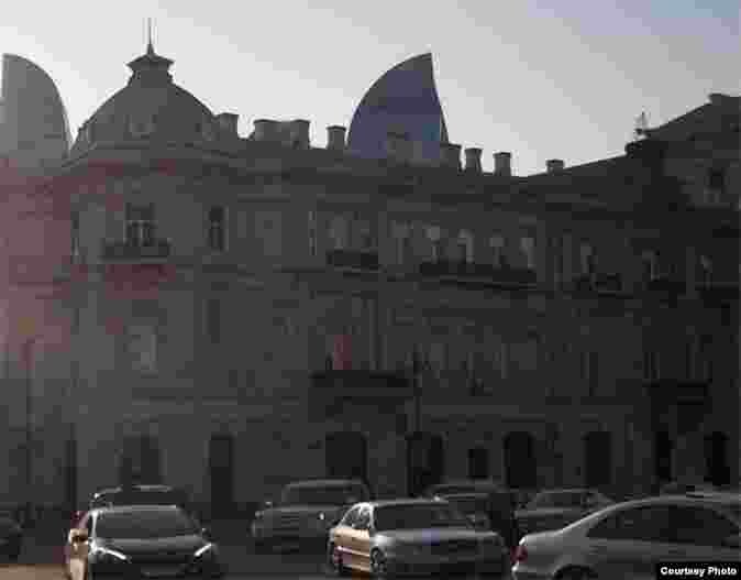 Azerbaijan -- Old and new Baku, NOT TO USE, JUST FOR INFOGRAPHIC, 