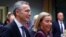 NATO Secretary-General Jens Stoltenberg (left) and European Union foreign policy Chief Federica Mogherini (file photo)
