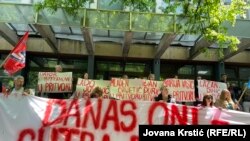 Србија - Протест за ослободување на притворените активисти, Нови Сад, април 2025 година.