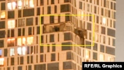 Мәскеудегі Мосфильм көшесінде тұрған көпқабатты үйге дрон түсті. 4 мамыр 2026 жыл.