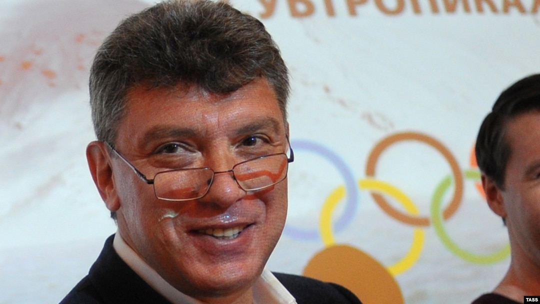 Russian opposition figure Boris Nemtsov at a news conference in Moscow at which he released a report alleging the embezzlement of money allocated to next year's Sochi Winter Olympics