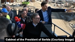 Predsednik Srbije Aleksandar Vučić u obilasku radova na gradilištu za EXPO sa ministrom finansija Sinišom Malim, 5. april 2026.