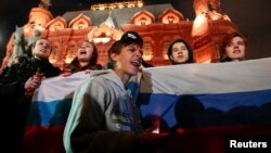 Прыхільнікі Навальнага на акцыі пратэсту ў Маскве