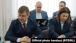 Vicepremierul Valeriu Chiveri, la reuniunea în formatul 1+1 de la oficiul OSCE din Tiraspol, unde a anunțat în premieră despre crearea Fondului de convergență, 26 februarie 2026