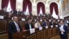 Armenia - Gyumri Mayor Samvel Balasanian (L) attends the first session of the city's municipal council, 10Oct2016.