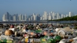 FILE PHOTO: Plastic contamination at Panama Bay, in Panama City