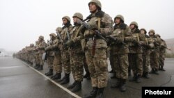 Armenia - Armenian army soldiers are lined up at a military base in Tavush province, 2Dec2016.