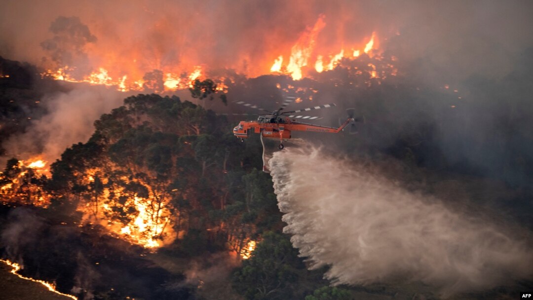 Helikopter gasi požar u blizini Bairnsdalea u regiji Viktorija u Istočnom Gippslandu, 31. decembra 2019. godine