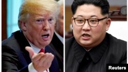 Donald Trump (solda) və Kim Jong Un