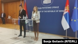 Mađarski ministar spoljnih poslova Peter Sijarto (Szijjarto) i ministarka energerike Srbije Dubravka Đedović Handanović nakon sastanka u Beogradu, 26.11.2025. 