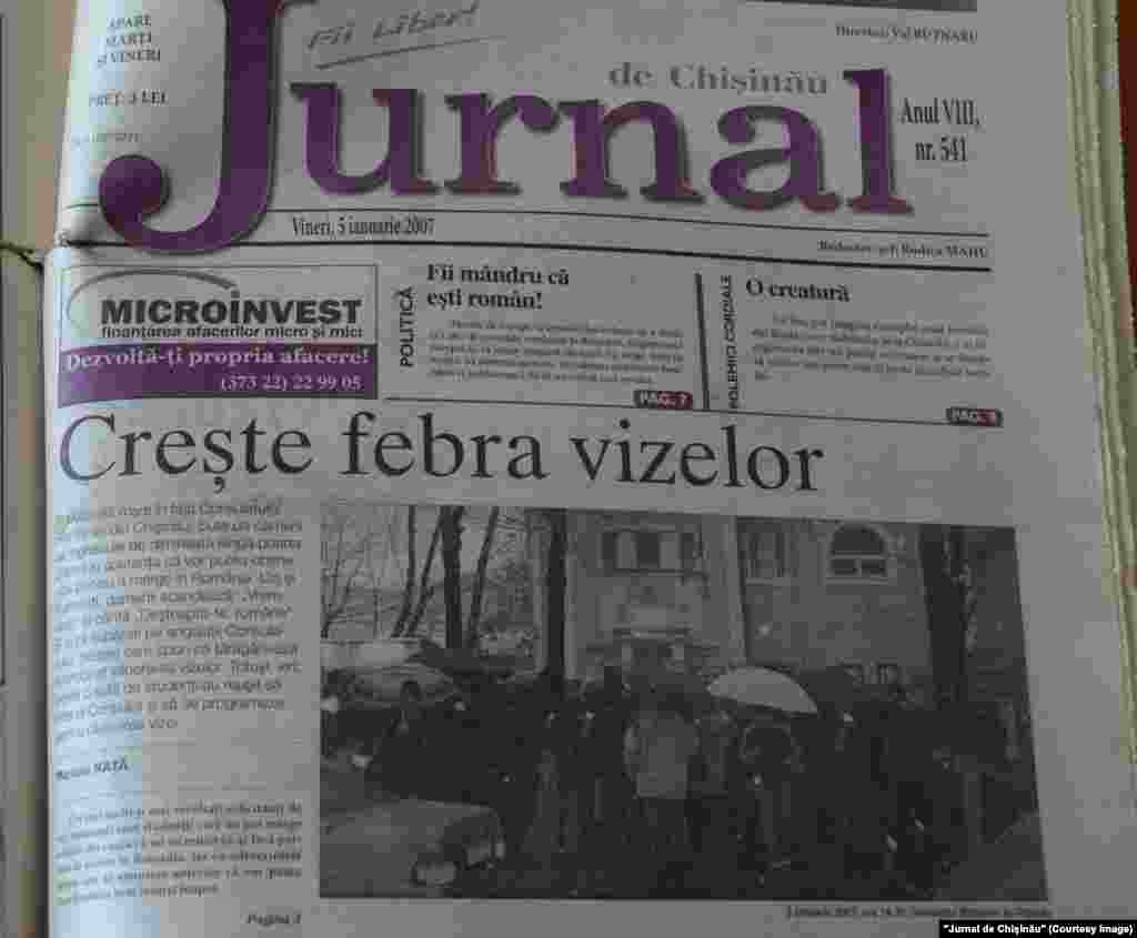 &quot;Jurnal de Chişinău&quot;, 5 ianuarie 2007, aderarea României la UE şi procesul îngreunat de eliberare a vizelor pentru cetăţenii moldoveni