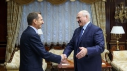 Дырэктар Службы вонкавай выведкі Расеі Сяргей Нарышкін і Аляксандар Лукашэнка. Менск, 22 кастрычніка 2020 году