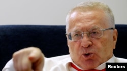 Vladimir Zhirinovsky, leader of the Liberal Democratic Party of Russia, speaks during an interview with Reuters in Moscow on October 11.