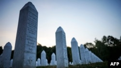 A memorial cemetery stands in the village of Potocari, near the Bosnian town of Srebrenica.