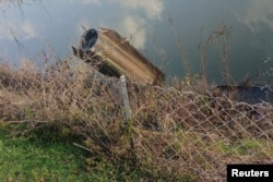 Debris of a NATO air-defense system that intercepted a missile launched from Iran is seen in Dortyol in Turkey's Hatay Province on March 4.