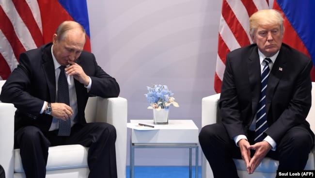 Владимир Путин и Дональд Трамп на саммите G20 в Германии. Июль 2017 года