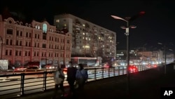 Центр Киева без уличного освещения, 1 ноября 2022 года